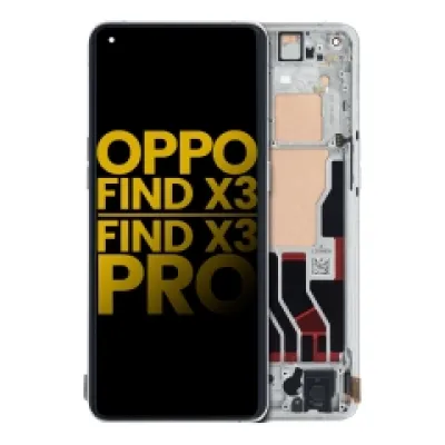 Дисплейний модуль (OLED) з рамкою для OPPO Find X3 / X3 Pro (Refurbished) (білий)