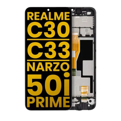 Дисплейний модуль (LCD) з рамкою для Realme C30 / C33 / Narzo 50i Prime (Refurbished) (всі кольори)
