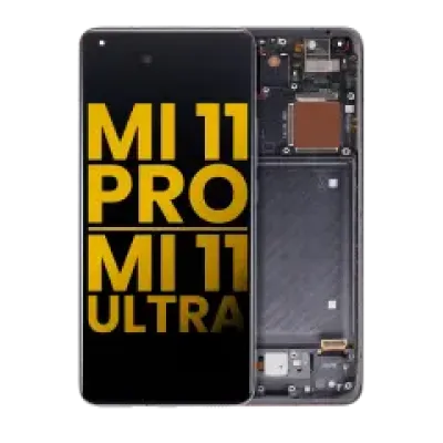 Дисплейний модуль (OLED) з рамкою для Xiaomi Mi 11 Pro / Mi 11 Ultra (Refurbished) (чорний)