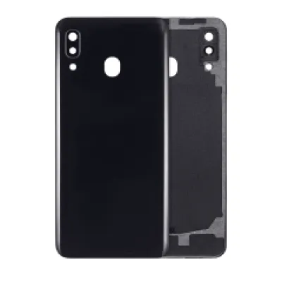Задня кришка зі скло камери для Samsung Galaxy A20 (A205 / 2019) (Aftermarket Plus) (чорний)