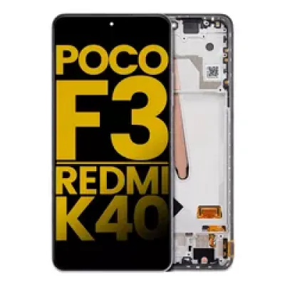 Дисплейний модуль (OLED) з рамкою для Xiaomi Poco F3 / Redmi K40 / Redmi K40 Pro (Refurbished) (Arctic White)