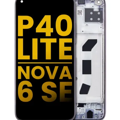 Дисплейний модуль (LCD) з рамкою для Huawei P40 Lite / Nova 6 SE (Refurbished) (Чорний)