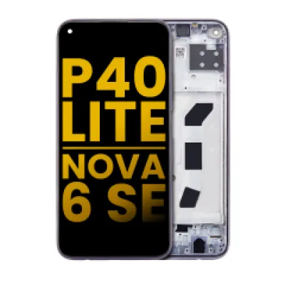 Дисплейний модуль (LCD) з рамкою для Huawei P40 Lite / Nova 6 SE (Refurbished) (Чорний)