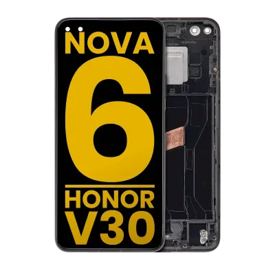 Дисплейний модуль з рамкою для Huawei Nova 6 5G / Honor V30 (Refurbished) (чорний)