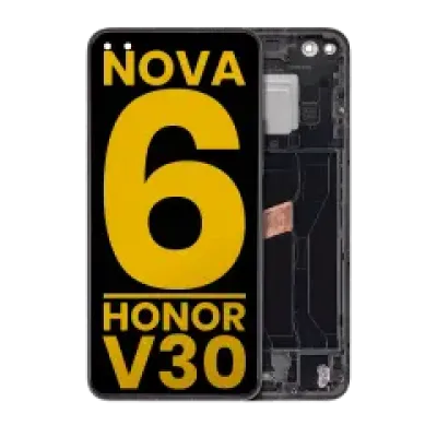 Дисплейний модуль з рамкою для Huawei Nova 6 5G / Honor V30 (Refurbished) (чорний)