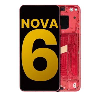 Дисплейний модуль з рамкою для Huawei Nova 6 5G (Refurbished) (червоний)