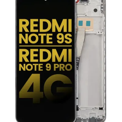 LCD Assembly With Frame For Xiaomi Redmi Note 9S / Redmi Note 9 Pro 4G (Aftermarket Plus) (Glacier White)