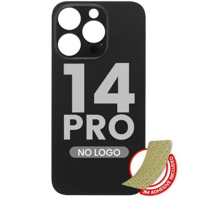Back Glass With 3M Adhesive For iPhone 14 Pro (No Logo / Large Camera Hole) (Space Black)