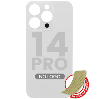 Back Glass With 3M Adhesive For iPhone 14 Pro (No Logo) (Large Camera Hole) (Silver)