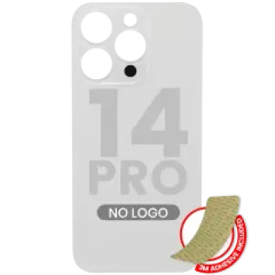 Заднє скло з проклейкою 3M для iPhone 14 Pro (No Logo) (великий отвір камери) (сріблястий)