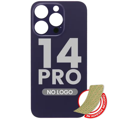Back Glass With 3M Adhesive For iPhone 14 Pro (No Logo) (Large Camera Hole) (Deep Purple)