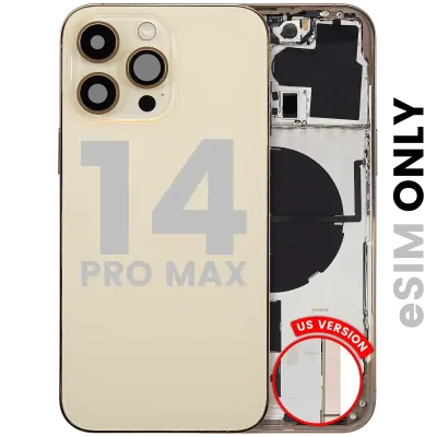 Back Housing W/ Small Parts For iPhone 14 Pro Max (US Version) (Used OEM Pull: Grade C) (Gold)