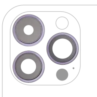 Скло камери з кріпленням і рамкою для iPhone 14 Pro / 14 Pro Max (3 шт) (Premium) (Deep Purple)