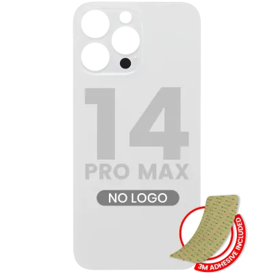 Back Glass With 3M Adhesive For iPhone 14 Pro Max (No Logo / Large Camera Hole) (Silver)