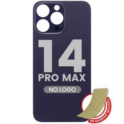 Back Glass With 3M Adhesive For iPhone 14 Pro Max (No Logo) (Large Camera Hole) (Deep Purple)