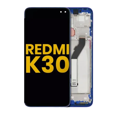 Дисплейний модуль (LCD) з рамкою для Xiaomi Redmi K30 5G (Refurbished) (синій)