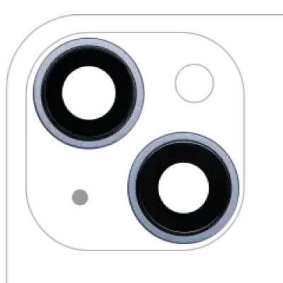 Скло камери з кріпленням і рамкою для iPhone 14 / 14 Plus (2 шт) (Premium) (синій)