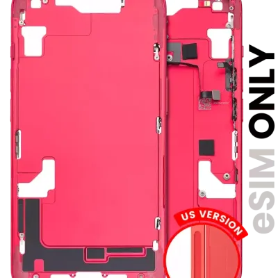 Mid-Frame Housing W/ Small Parts For iPhone 14 (US Version) (Used OEM Pull: Grade B) (Red)
