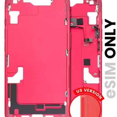 Mid-Frame Housing W/ Small Parts For iPhone 14 (US Version) (Used OEM Pull: Grade C) (Red)