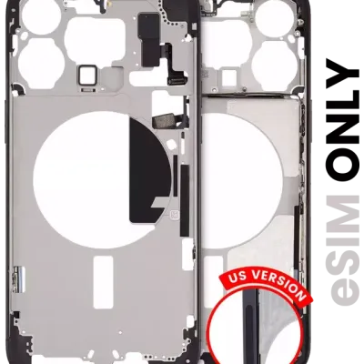 Mid-Frame Housing W/ Small Parts For iPhone 15 Pro Max (US Version) (Used OEM Pull: Grade A) (Black Titanium)