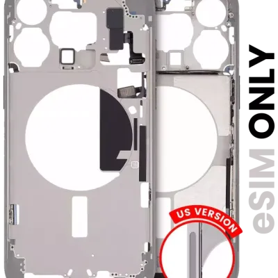 Mid-Frame Housing W/ Small Parts For iPhone 15 Pro Max (US Version) (Used OEM Pull: Grade A) (White Titanium)
