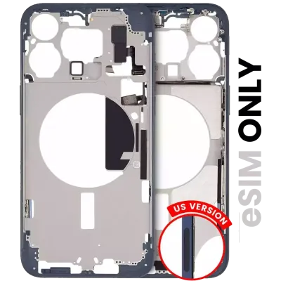 Mid-Frame Housing W/ Small Parts For iPhone 15 Pro Max (US Version) (Used OEM Pull: Grade A) (Blue Titanium)