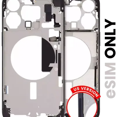 Mid-Frame Housing W/ Small Parts For iPhone 15 Pro Max (US Version) (Used OEM Pull: Grade B) (Black Titanium)