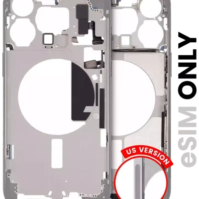 Mid-Frame Housing W/ Small Parts For iPhone 15 Pro Max (US Version) (Used OEM Pull: Grade B) (White Titanium)