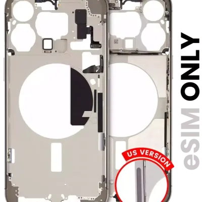 Mid-Frame Housing W/ Small Parts For iPhone 15 Pro Max (US Version) (Used OEM Pull: Grade B) (Natural Titanium)