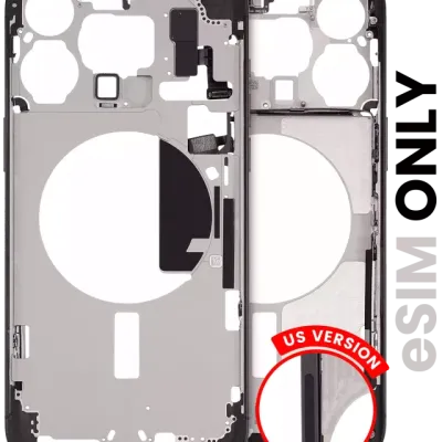 Mid-Frame Housing W/ Small Parts For iPhone 15 Pro Max (US Version) (Used OEM Pull: Grade C) (Black Titanium)