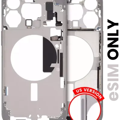 Mid-Frame Housing W/ Small Parts For iPhone 15 Pro Max (US Version) (Used OEM Pull: Grade C) (White Titanium)