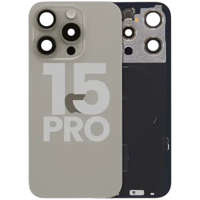 Back Glass w/ MagSafe Magnet & NFC & Flashlight Flex For iPhone 15 Pro (Used OEM Pull: Grade A) (Natural Titanium)