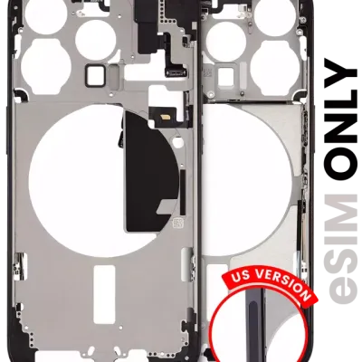 Mid-Frame Housing W/ Small Parts For iPhone 15 Pro (US Version) (Used OEM Pull: Grade A) (Black Titanium)