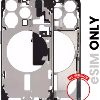 Mid-Frame Housing W/ Small Parts For iPhone 15 Pro (US Version) (Used OEM Pull: Grade B) (Black Titanium)