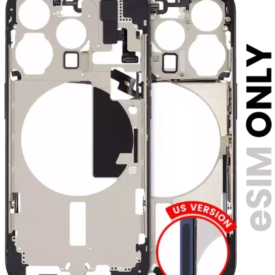 Mid-Frame Housing W/ Small Parts For iPhone 15 Pro (US Version) (Used OEM Pull: Grade B) (Blue Titanium)