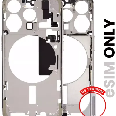 Mid-Frame Housing W/ Small Parts For iPhone 15 Pro (US Version) (Used OEM Pull: Grade B) (Natural Titanium)