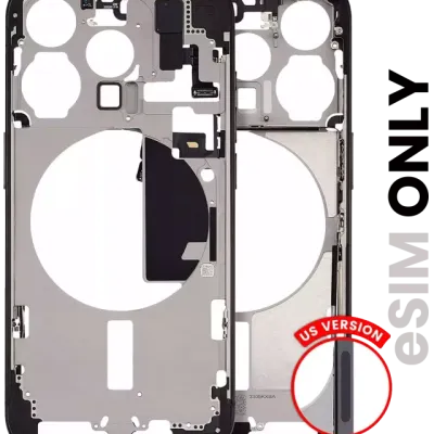 Mid-Frame Housing W/ Small Parts For iPhone 15 Pro (US Version) (Used OEM Pull: Grade C) (Black Titanium)