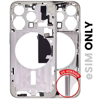 Mid-Frame Housing W/ Small Parts For iPhone 15 Pro (US Version) (Used OEM Pull: Grade C) (White Titanium)