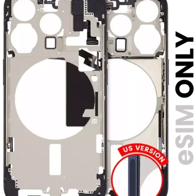 Mid-Frame Housing W/ Small Parts For iPhone 15 Pro (US Version) (Used OEM Pull: Grade C) (Blue Titanium)