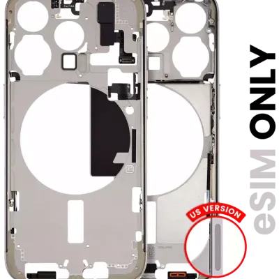 Mid-Frame Housing W/ Small Parts For iPhone 15 Pro (US Version) (Used OEM Pull: Grade C) (Natural Titanium)