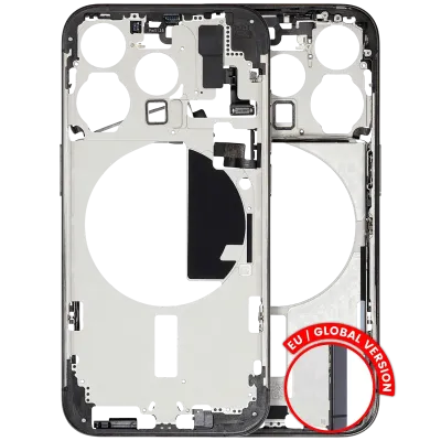 Mid-Frame Housing W/ Small Parts For iPhone 15 Pro (EU / Global Version) (Used OEM Pull: Grade A) (Black Titanium)