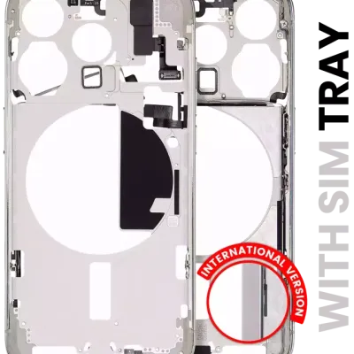 Mid-Frame Housing W/ Small Parts For iPhone 15 Pro (EU / Global Version) (Used OEM Pull: Grade A) (White Titanium)