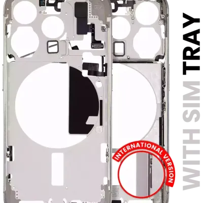Mid-Frame Housing W/ Small Parts For iPhone 15 Pro (EU / Global Version) (Used OEM Pull: Grade A) (Natural Titanium)