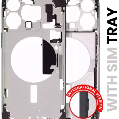 Mid-Frame Housing W/ Small Parts For iPhone 15 Pro Max (EU / Global Version) (Used OEM Pull: Grade A) (Black Titanium)