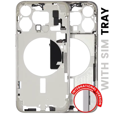 Mid-Frame Housing W/ Small Parts For iPhone 15 Pro Max (EU / Global Version) (Used OEM Pull: Grade A) (White Titanium)