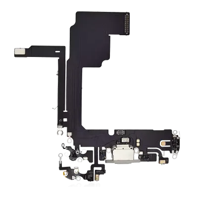 Charging Port Flex Cable For iPhone 15 Pro (Aftermarket Plus) (White Titanium)