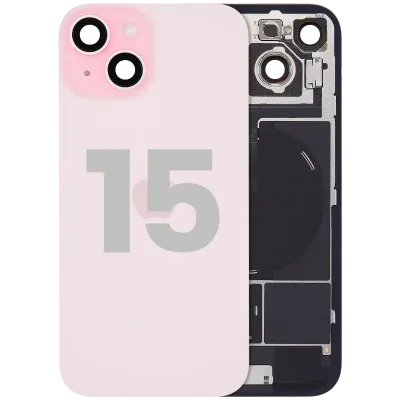 Back Glass With MagSafe Magnet & NFC & Flashlight Flex Cable For iPhone 15 (Used OEM Pull: Grade A) (Pink)
