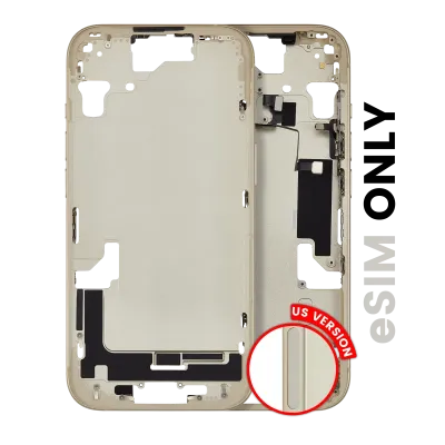 Mid-Frame Housing W/ Small Parts For iPhone 15 (US Version) (Used OEM Pull: Grade A) (Yellow)