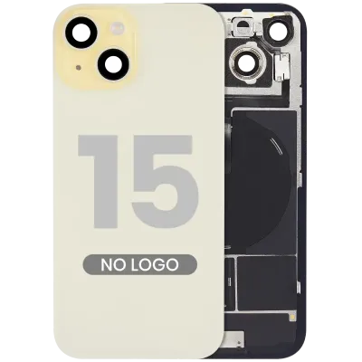 Заднє скло з магнітом MagSafe, NFC і шлейфом спалаху для iPhone 15 (No Logo) (Aftermarket) (жовтий)
