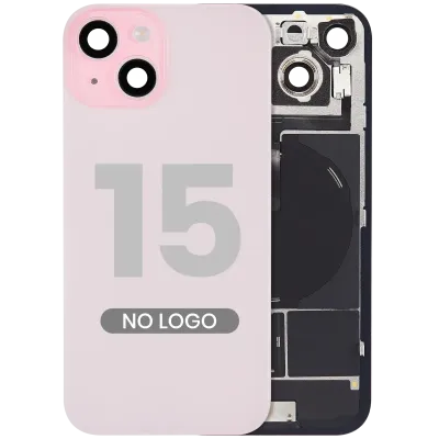 Заднє скло з магнітом MagSafe, NFC і шлейфом спалаху для iPhone 15 (No Logo) (Aftermarket) (рожевий)